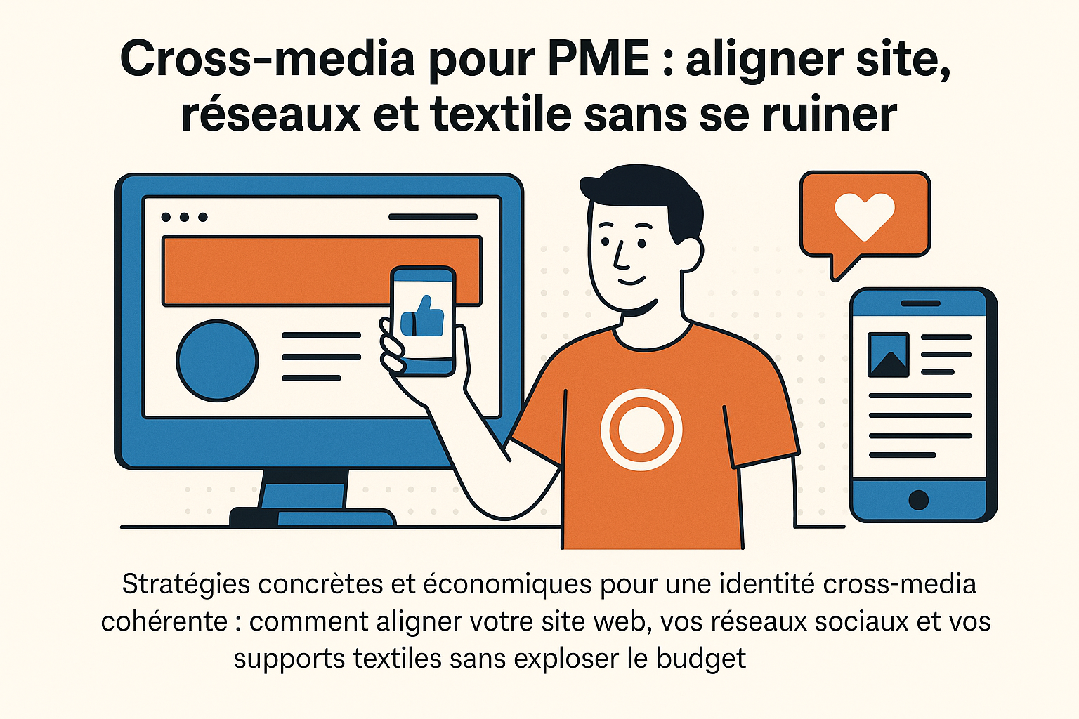 Cross-media pour PME : aligner site, réseaux et textile sans se ruiner