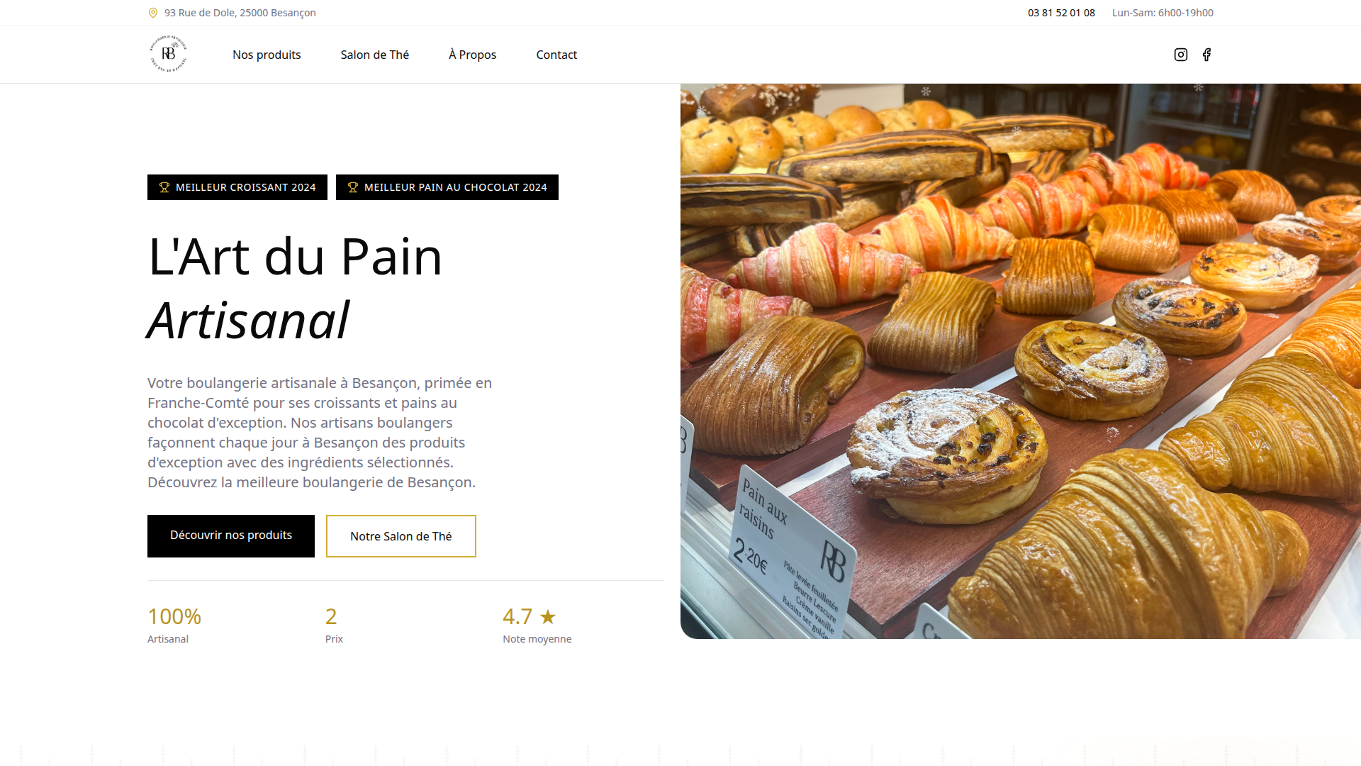 Boulangerie RB : Site internet